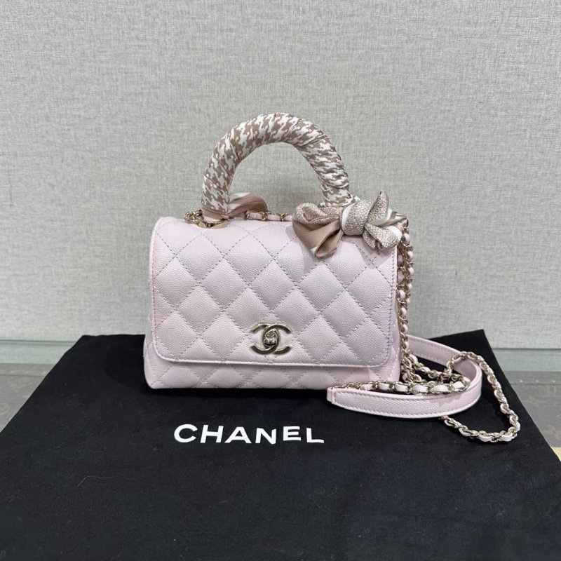 CHANEL 粉金 cocohandle mini手提斜背包 芯片款 19*12*8 全新閒置配件塵袋絲巾-0