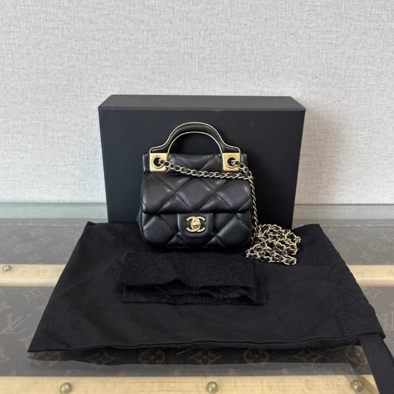 CHANEL 21A手工坊系列黑金迷你衣架包 110*9.5*3.5 99新配件:盒子塵袋-0