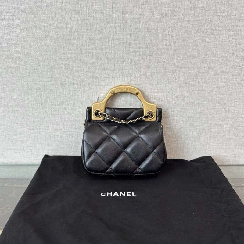 CHANEL 21A手工坊系列黑金迷你衣架包 110*9.5*3.5 99新配件:盒子塵袋-5