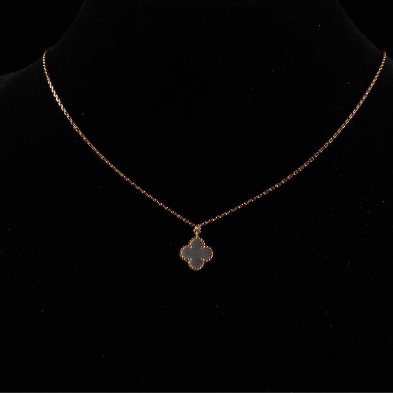Van Cleef & Arpels SweetAlhambra小號單花項鏈新扣18K黃金/白貝母項鏈黃金項鏈-1