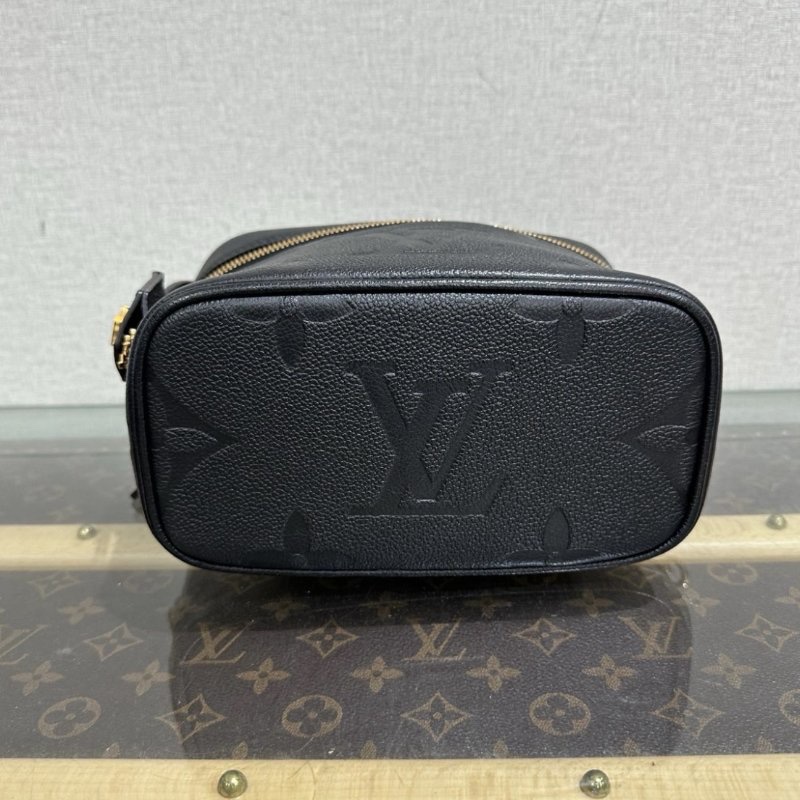 LV 黑金vanity全皮手提肩背斜背化妝包芯片款 19*11*13 99新配件塵袋-3