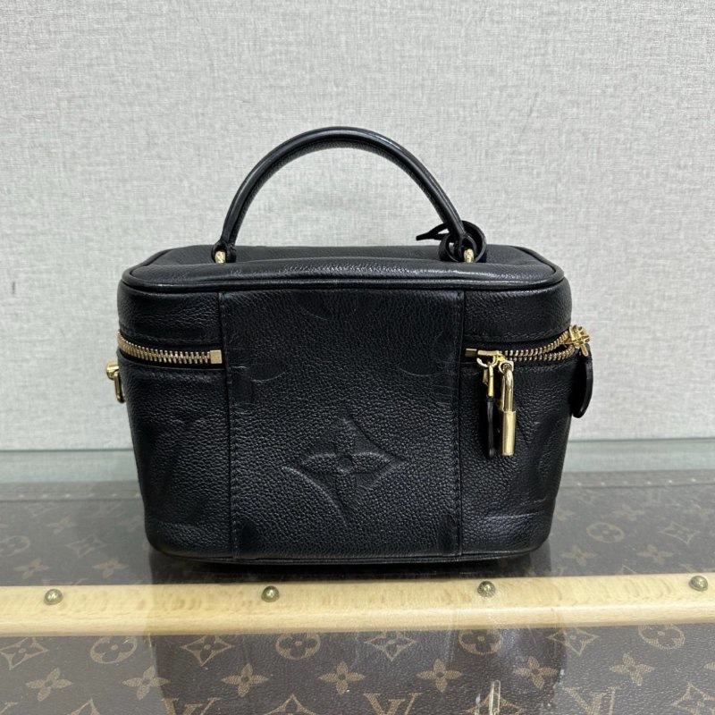 LV 黑金vanity全皮手提肩背斜背化妝包芯片款 19*11*13 99新配件塵袋-5