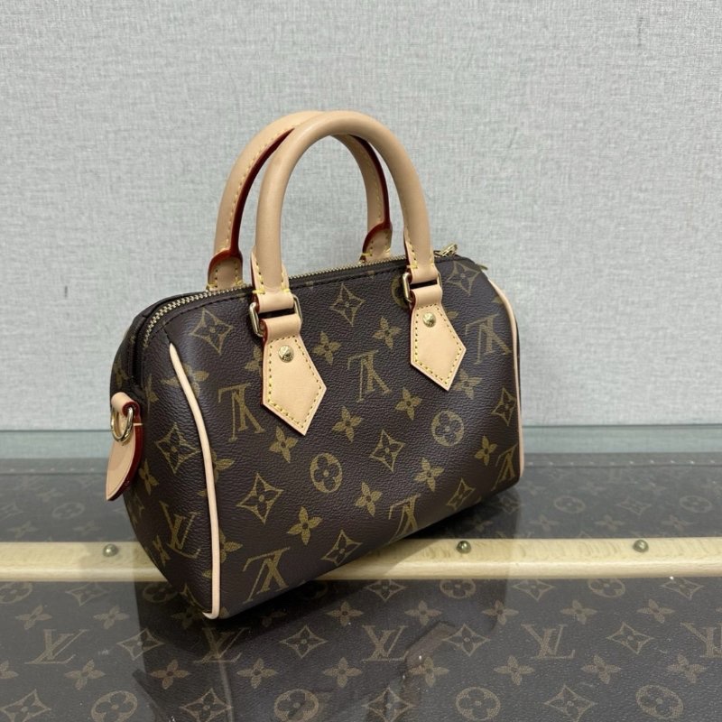 LV Speed20老花寬肩帶手提斜背包 芯片款 20.5*13.5*12 99新配件鑰匙鎖-1