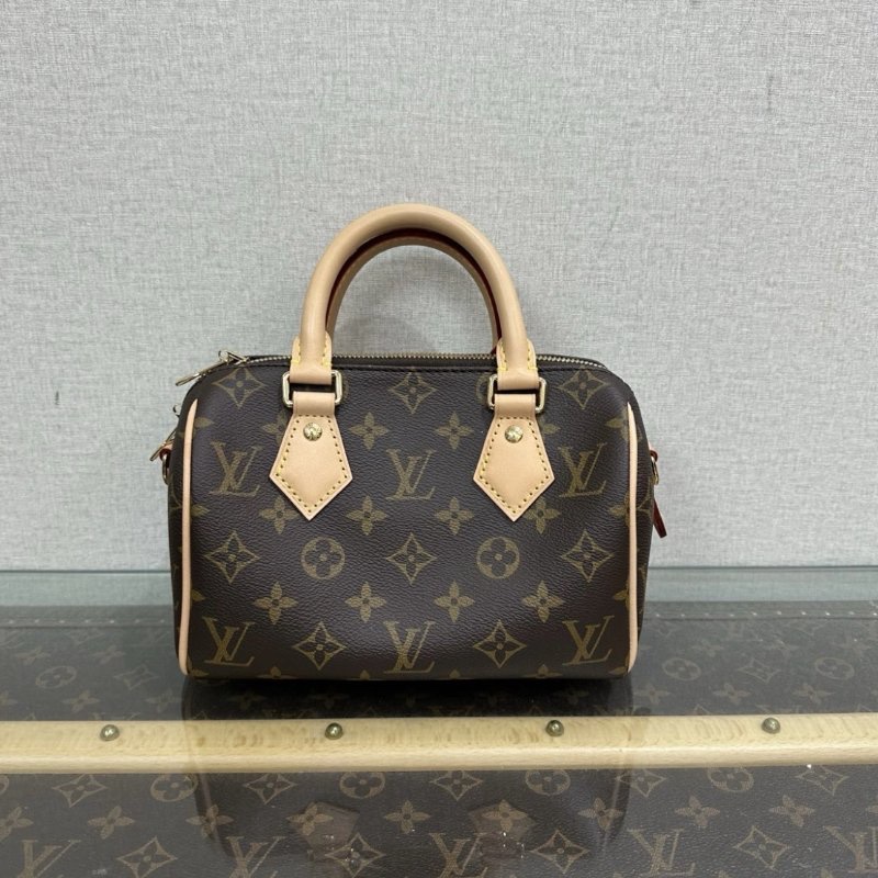 LV Speed20老花寬肩帶手提斜背包 芯片款 20.5*13.5*12 99新配件鑰匙鎖-5