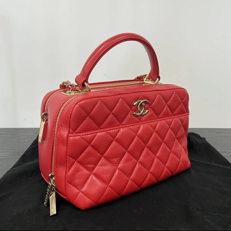 CHANEL16K紅金保齡球手提肩背斜背包 26*14*14 99新配件塵袋保卡-1