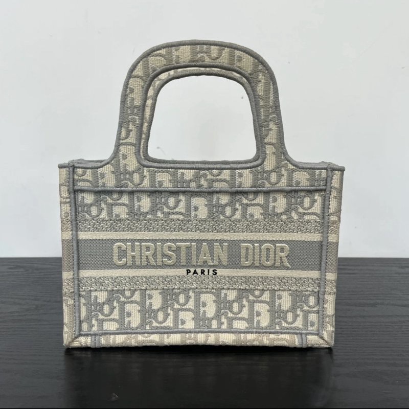 DIOR 灰色老花Book Tote mini 手提托特包 22.5*15*6 98新配件塵袋-0