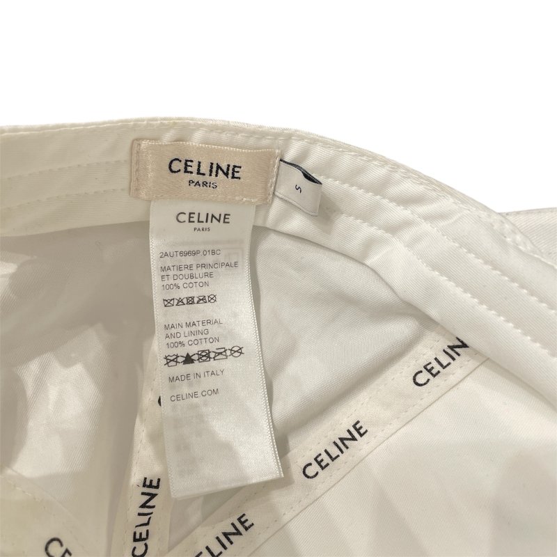 CELINE 賽琳 LOGO鴨舌帽 帆布 白色-5
