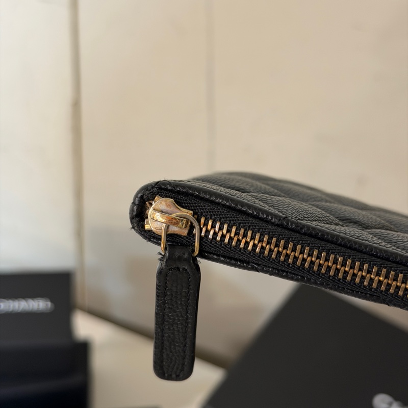 #全配🈶購證 #芯片款 #大尺寸 香奈兒黑金荔枝皮一字零錢包-5