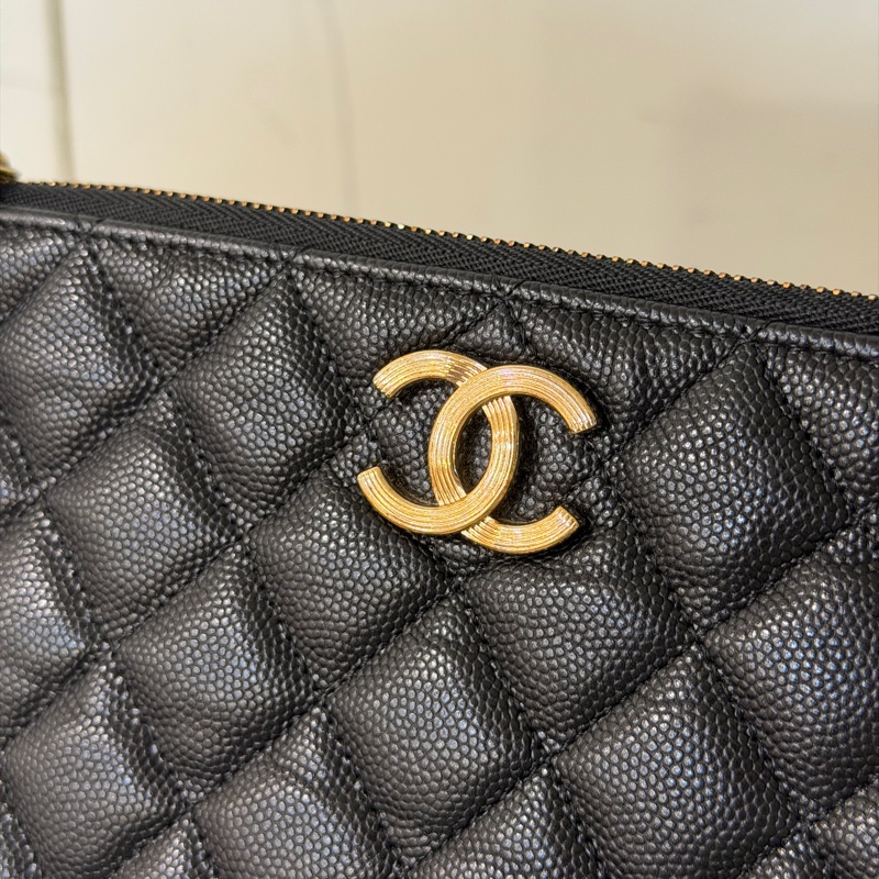 #全配🈶購證 #芯片款 #大尺寸 香奈兒黑金荔枝皮一字零錢包-6