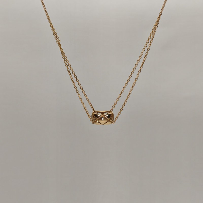 CHANEL cococrush18K金菱格紋項鏈18K黃金項鏈黃金項鏈-0