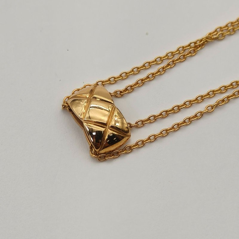 CHANEL cococrush18K金菱格紋項鏈18K黃金項鏈黃金項鏈-2