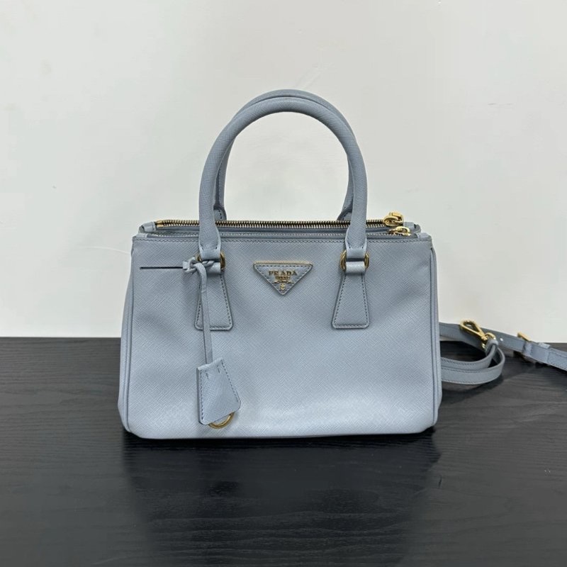 PRADA Galleria藍色金扣小號肩背斜背包 24.5*16.5*11 98新-0