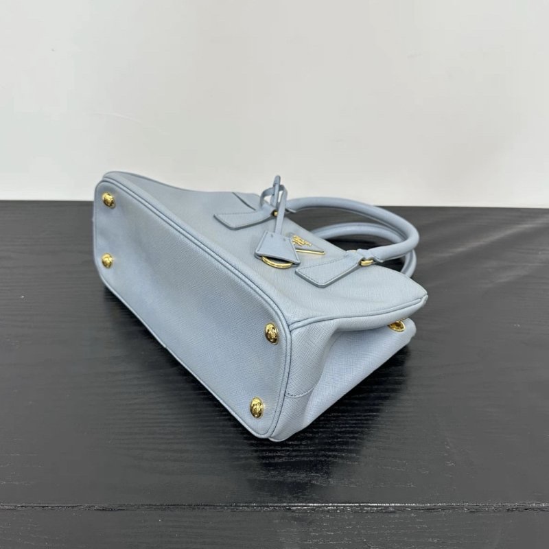 PRADA Galleria藍色金扣小號肩背斜背包 24.5*16.5*11 98新-4