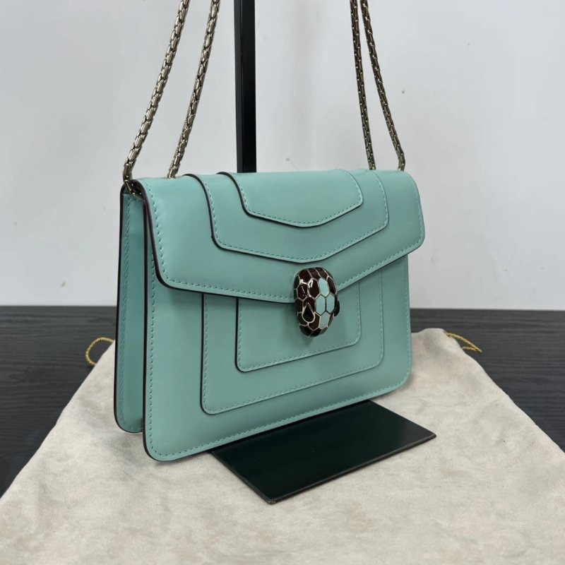 BVLGARI 海藍寶石色中號蛇頭肩背斜背包 20*14*4.5 99新配件塵袋保卡吊牌鏡子雨衣-1