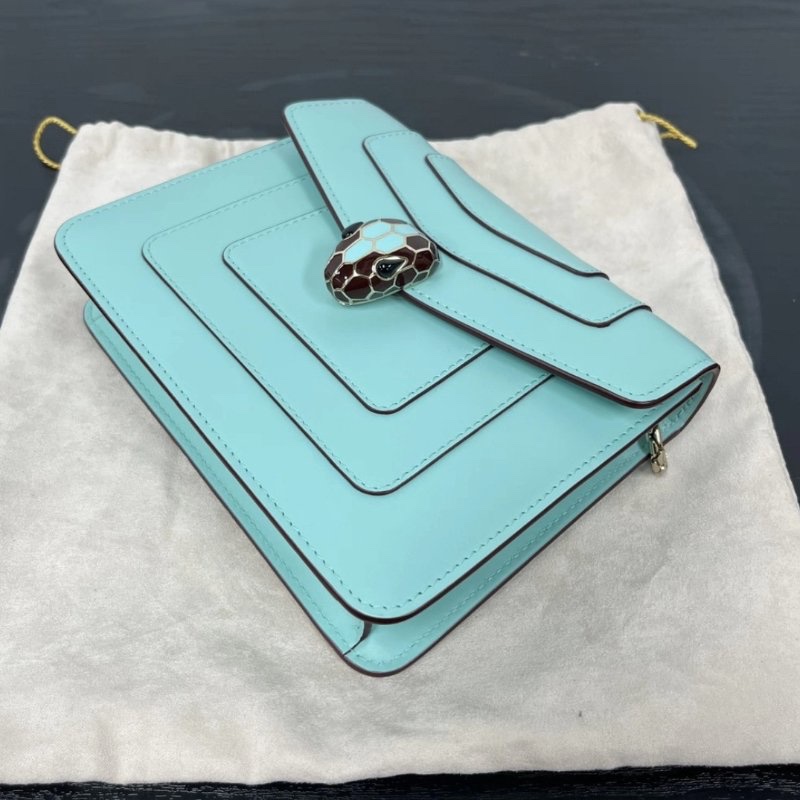 BVLGARI 海藍寶石色中號蛇頭肩背斜背包 20*14*4.5 99新配件塵袋保卡吊牌鏡子雨衣-2