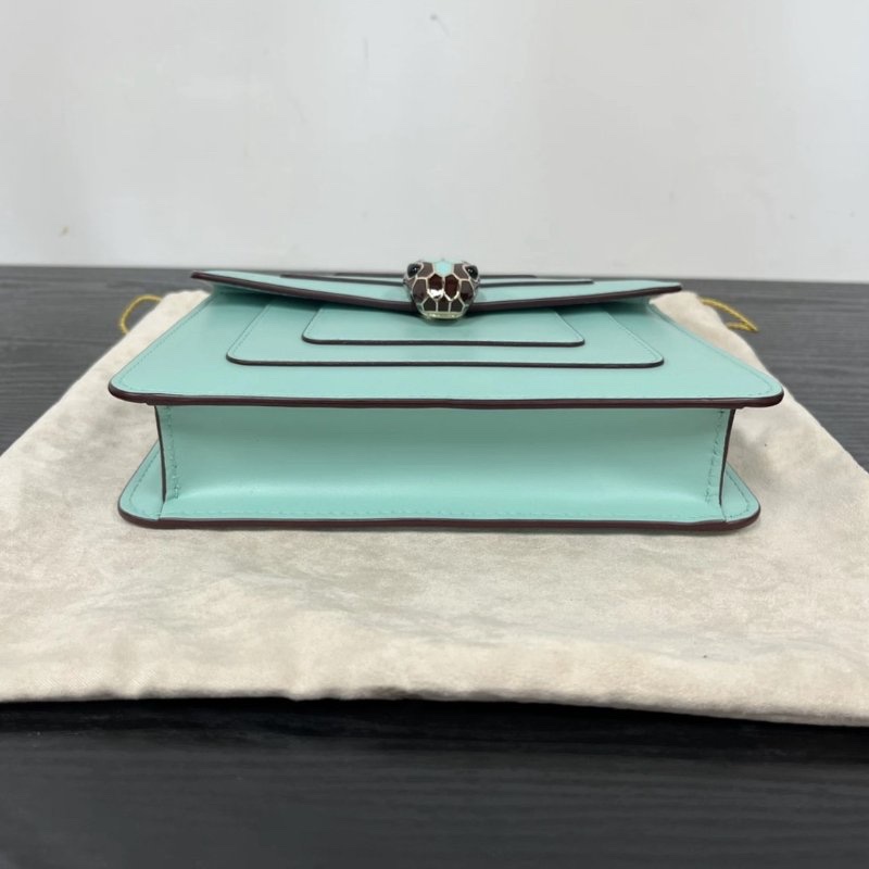 BVLGARI 海藍寶石色中號蛇頭肩背斜背包 20*14*4.5 99新配件塵袋保卡吊牌鏡子雨衣-3