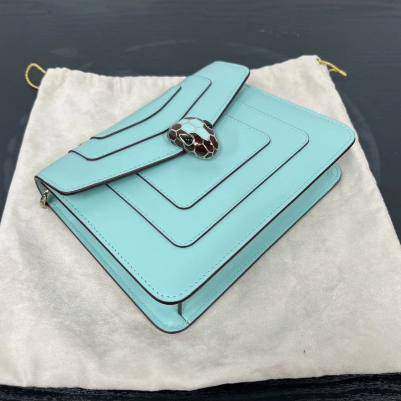BVLGARI 海藍寶石色中號蛇頭肩背斜背包 20*14*4.5 99新配件塵袋保卡吊牌鏡子雨衣-4