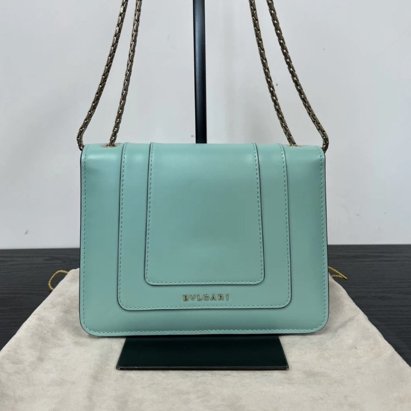 BVLGARI 海藍寶石色中號蛇頭肩背斜背包 20*14*4.5 99新配件塵袋保卡吊牌鏡子雨衣-5