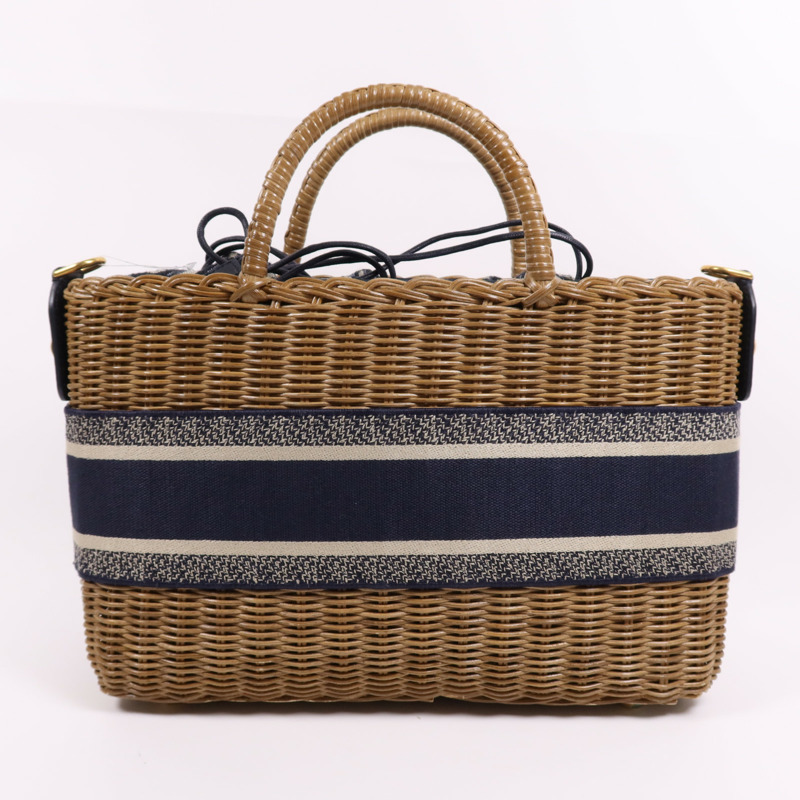 Dior 帆布/藤料Wicker金扣手挽肩背兩用袋-1