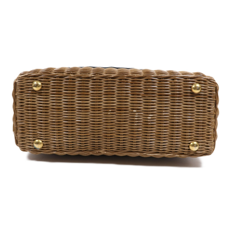 Dior 帆布/藤料Wicker金扣手挽肩背兩用袋-3