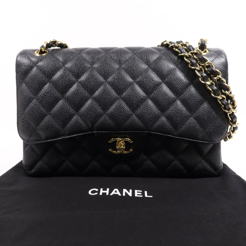 CHANEL 牛皮皮革Large Classic金扣鏈帶肩背袋-7