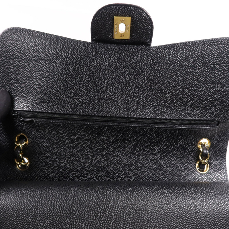 CHANEL 牛皮皮革Large Classic金扣鏈帶肩背袋-13