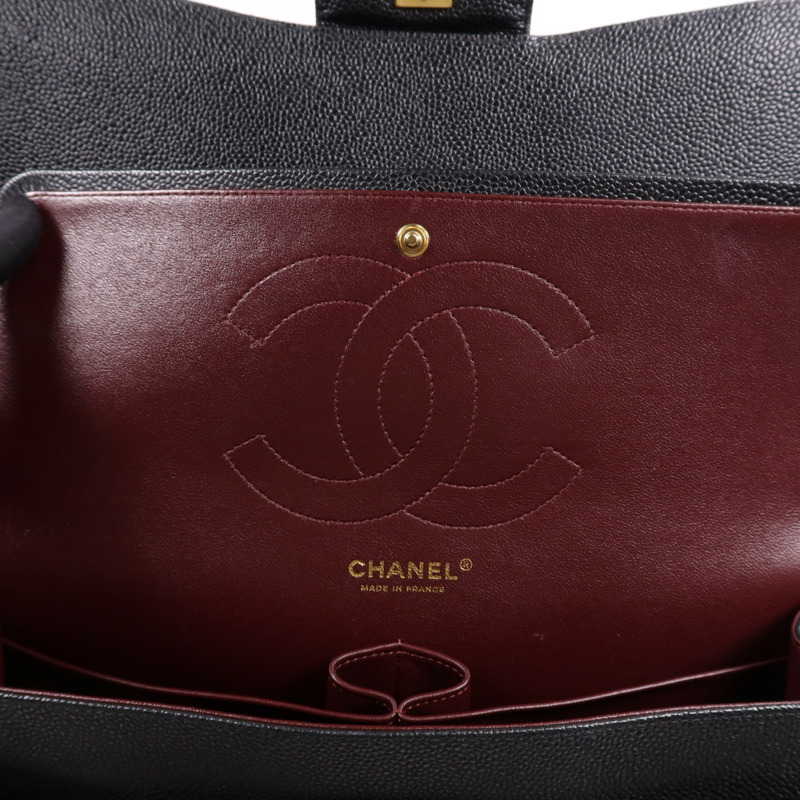 CHANEL 牛皮皮革Large Classic金扣鏈帶肩背袋-14