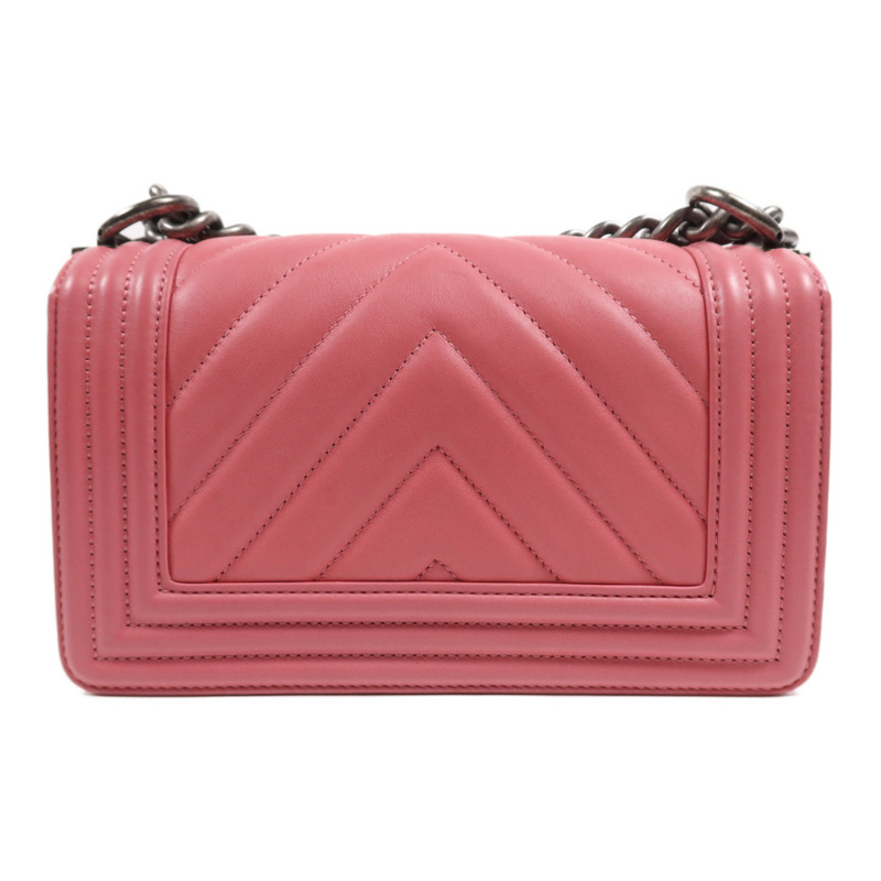 CHANEL 羊皮皮革Boy 20銀扣鏈帶肩背袋-1