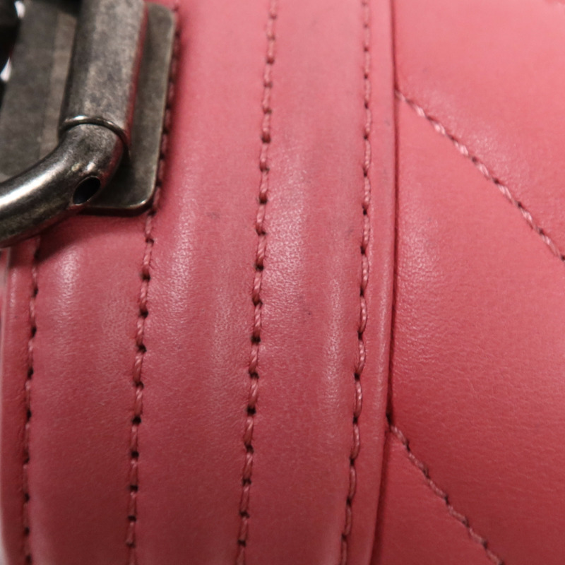 CHANEL 羊皮皮革Boy 20銀扣鏈帶肩背袋-15