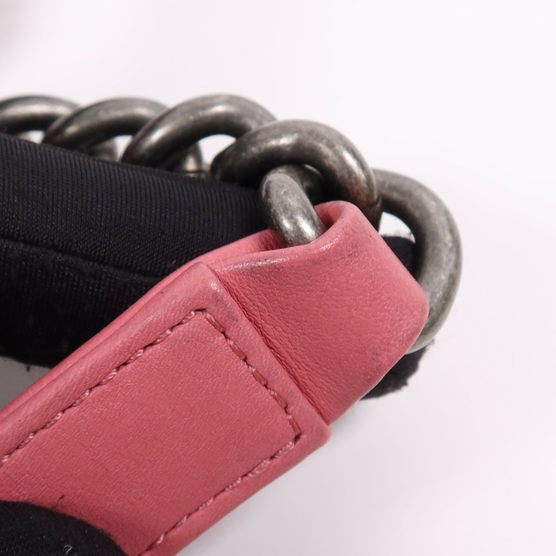 CHANEL 羊皮皮革Boy 20銀扣鏈帶肩背袋-19