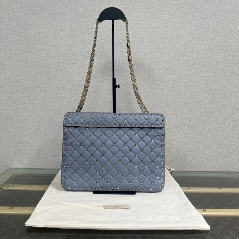 VALENTINO Spike Up藍色卯釘手提包 30*23*9 98新配件塵袋-5