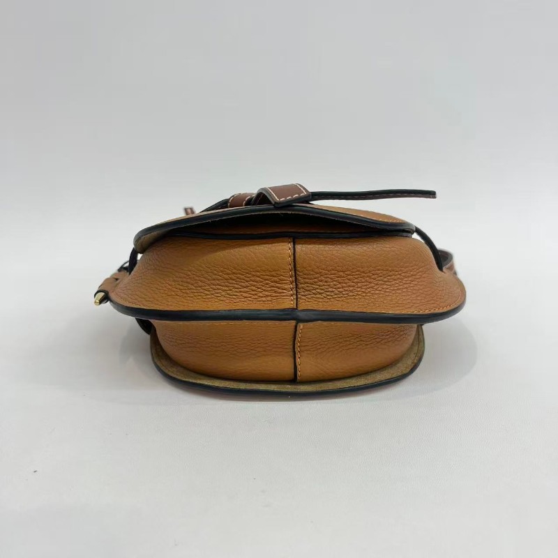 Loewe/羅意威焦糖色Gatemini粒面牛皮馬鞍包蝴蝶結斜挎包21cm-5