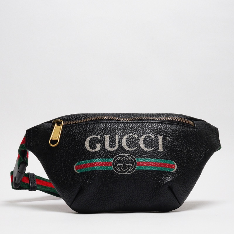 Gucci 綠紅背帶 胸/腰包 小號(黑色)-0