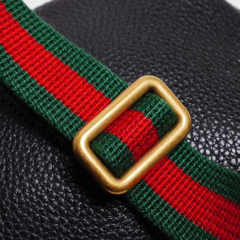 Gucci 綠紅背帶 胸/腰包 小號(黑色)-5