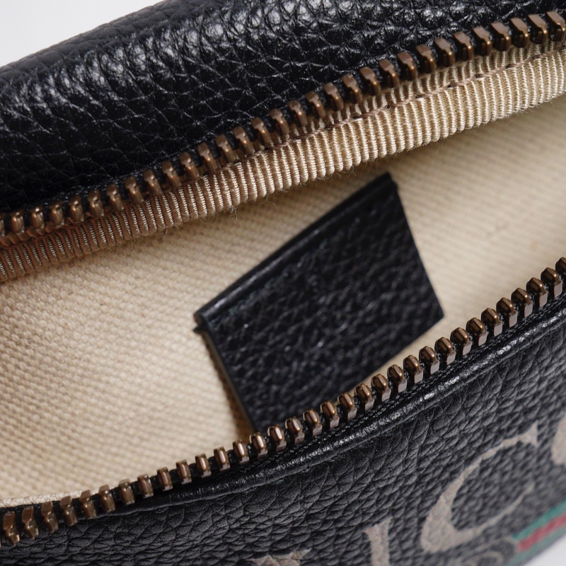 Gucci 綠紅背帶 胸/腰包 小號(黑色)-6