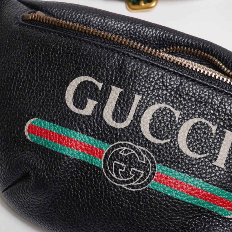 Gucci 綠紅背帶 胸/腰包 小號(黑色)-8