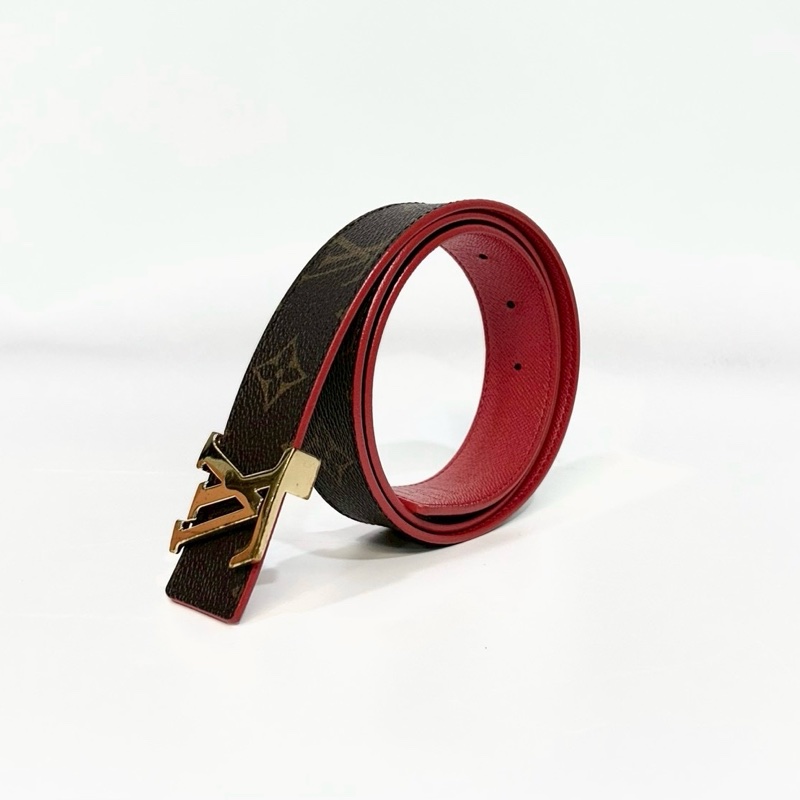 LV Initiales老花拼紅雙面皮帶M9498U-0