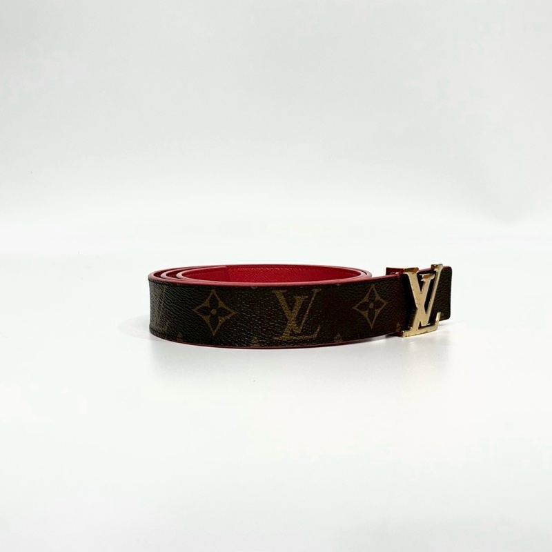 LV Initiales老花拼紅雙面皮帶M9498U-2