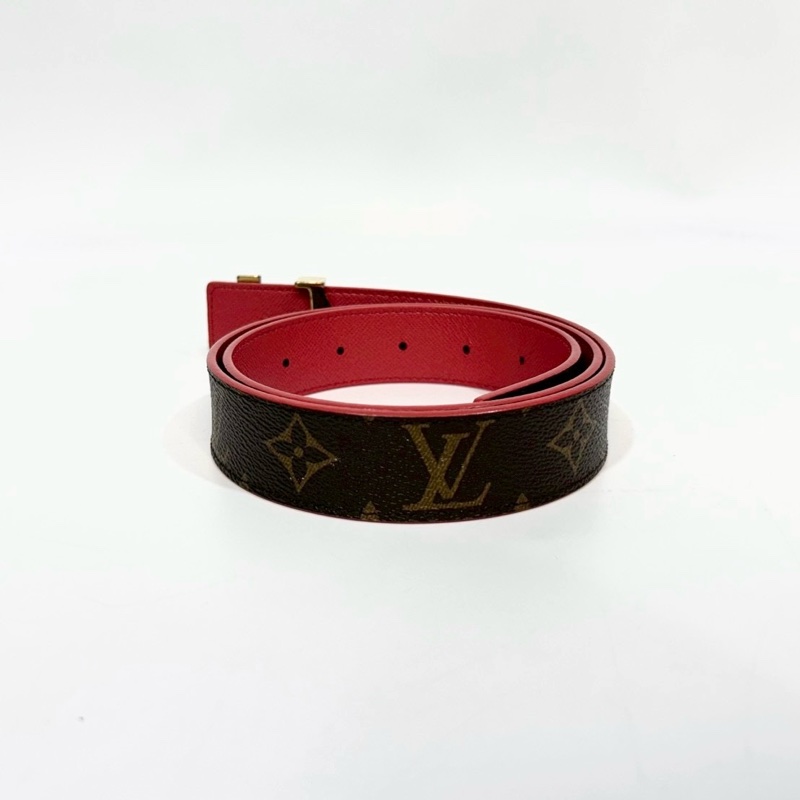 LV Initiales老花拼紅雙面皮帶M9498U-4