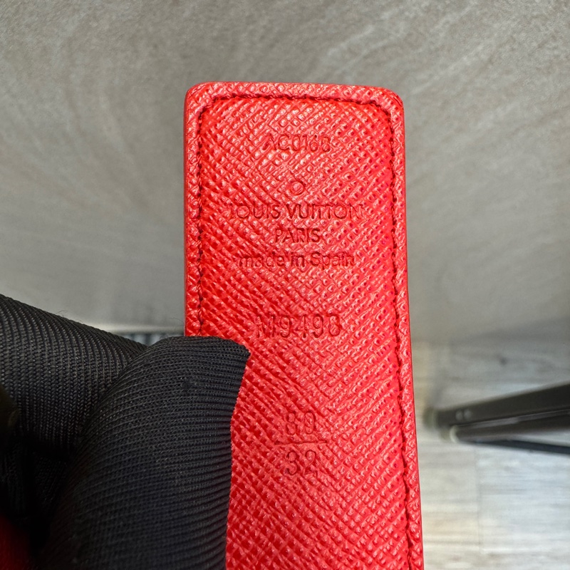 LV Initiales老花拼紅雙面皮帶M9498U-5