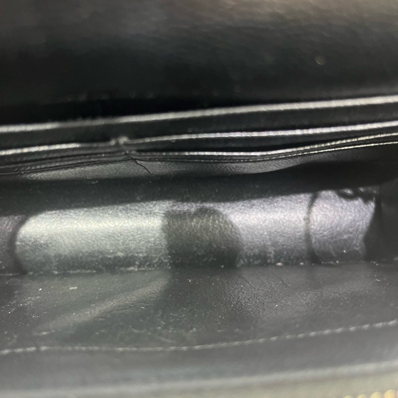 Saint Laurent/聖羅蘭黑金荔枝牛皮信封斜挎包19底-8