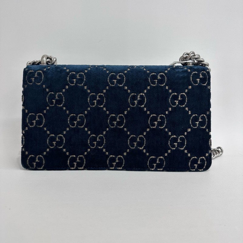 Gucci/古馳絲絨鑽扣酒神中號鏈條包底長25-1