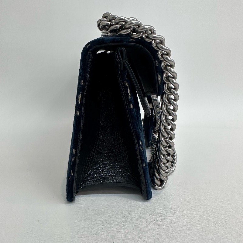 Gucci/古馳絲絨鑽扣酒神中號鏈條包底長25-2