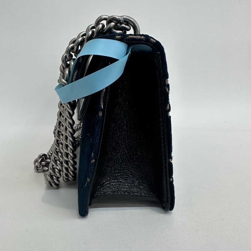 Gucci/古馳絲絨鑽扣酒神中號鏈條包底長25-3