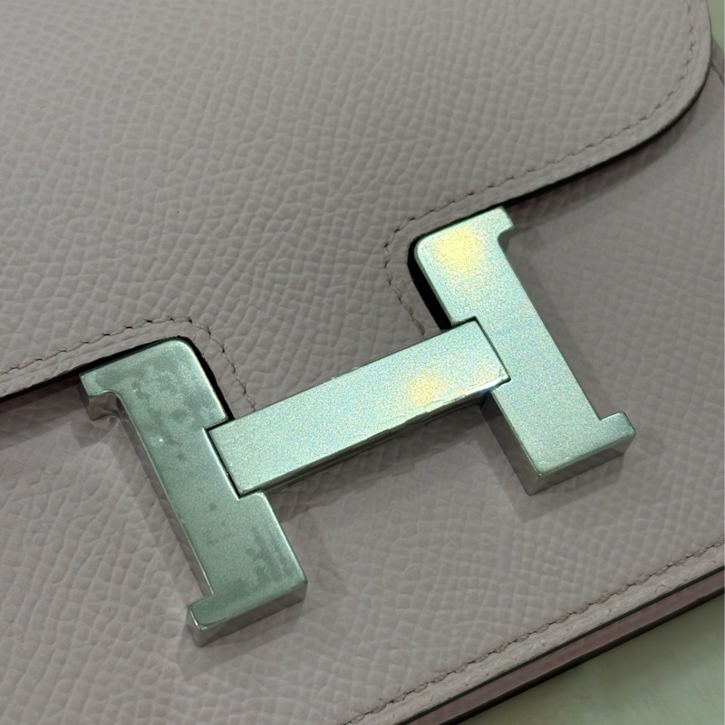 HERMES Constance Slim 淡粉銀扣  全新-3