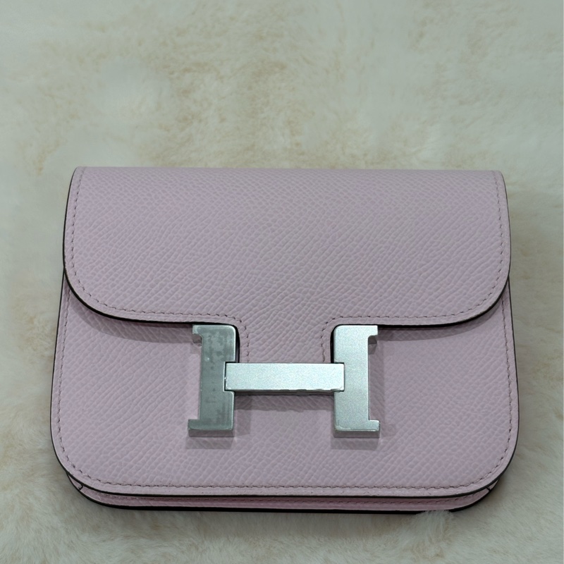 HERMES Constance Slim 淡粉銀扣  全新-7