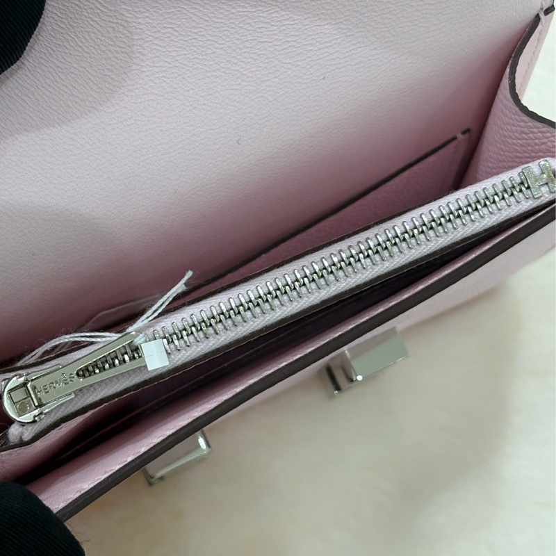 HERMES Constance Slim 淡粉銀扣  全新-11