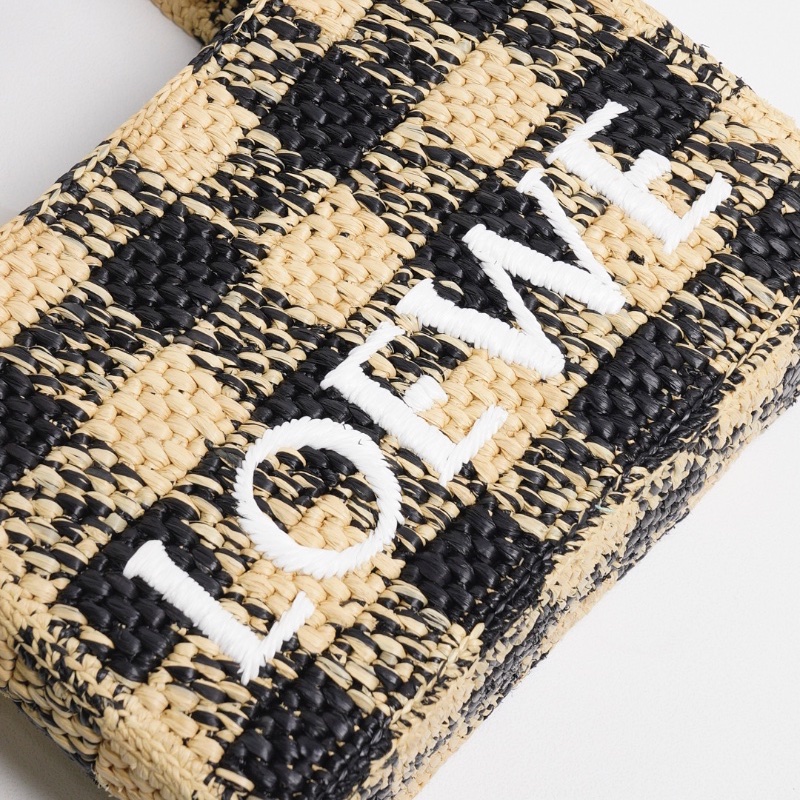 LOEWE 草編籃子 迷你托特包(附背帶)-6