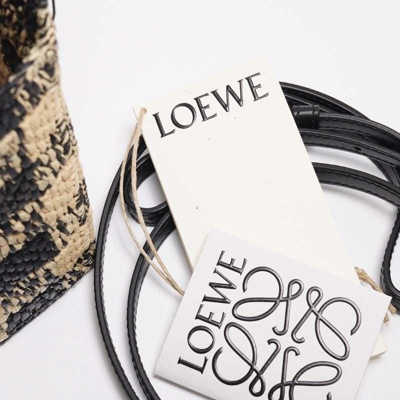 LOEWE 草編籃子 迷你托特包(附背帶)-10