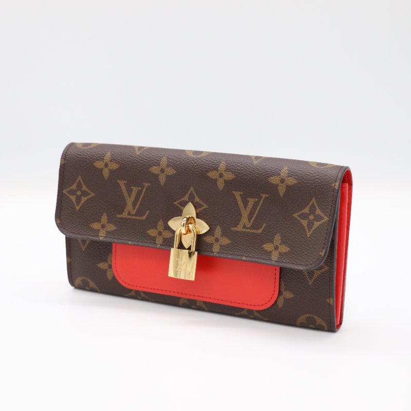 【已絕版♥️ 近新閒置】Louis Vuitton 路易威登 LV 新版Flower 經典花紋 扣式長夾 紅色牛皮 經典花紋|M62566-1